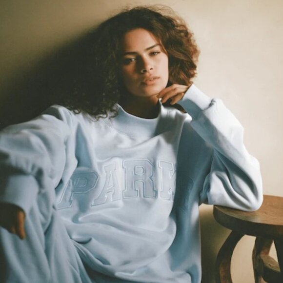 Parke NWT Monochrome Varsity Mockneck Size S/M in Ice - Picture 2 of 4